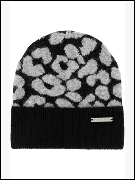 Wooly Leopard Crown Cuff Beanie Hat with Warm Durable Wool Blend